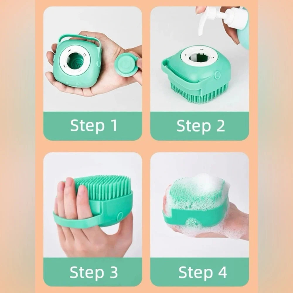 1 Pc Pet Wash Brush Shampoo Massager Shower Soft Silicon Bath Brush